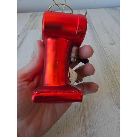 Expresso coffee machine glass ornament red glitter Xmas tree - Picture 6 of 9